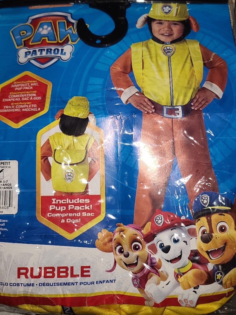 Paw Patrol Rubble Toddler Youth Costume NWOT size 5-7